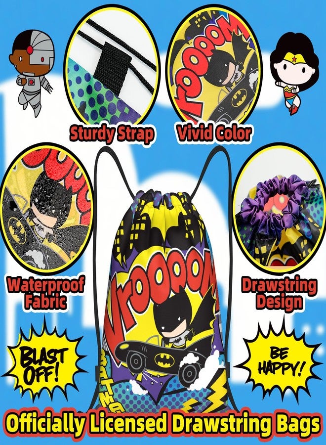 CoCube+ Superhero Drawstring Bag Set of 6 - Cartoon Hero Themed Gym Sack Backpack, Lightweight Polyester String Bag for Birthday, Party Favors, Travel & Sports - Image 4